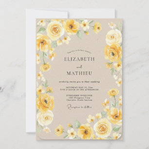 Honey Yellow Rose Wedding Invitation
