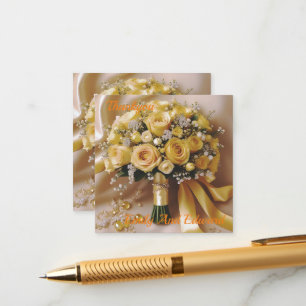 Honey Yellow Roses Wedding Bouquet, Enclosure Card