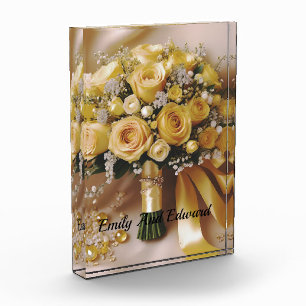 Honey Yellow Roses Wedding Bouquet, Photo Block