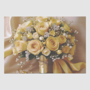 Honey Yellow Roses Wedding Bouquet, Tissue Paper