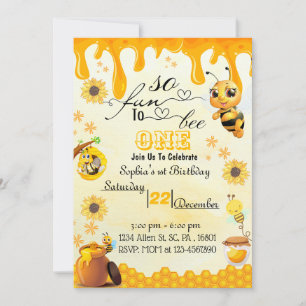 Honeybee 1st Birthday  Invitation for Boy & Girl