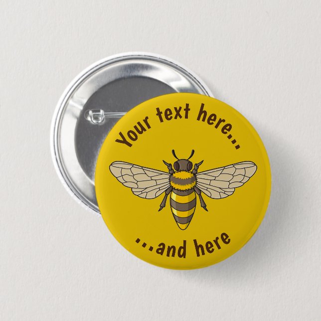 Honeybee 6 Cm Round Badge (Front & Back)