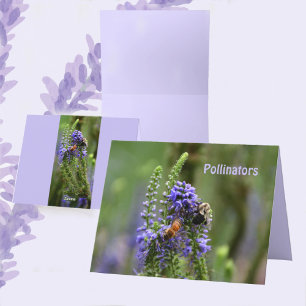 Honeybee and Bumblebee purple blank note card