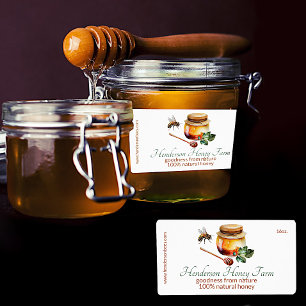 Honeybee and Jar of Honey Business Label