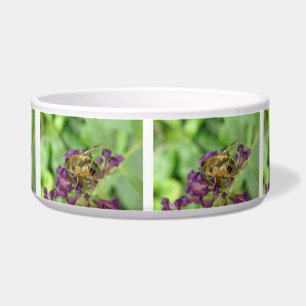 Honeybee and Purple Flowers Dog Bowl