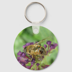 Honeybee and Purple Flowers Keychain