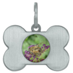 Honeybee and Purple Flowers Pet Tag