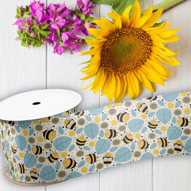 Honeybee and Sunflowers Satin Ribbon (Creator Uploaded)