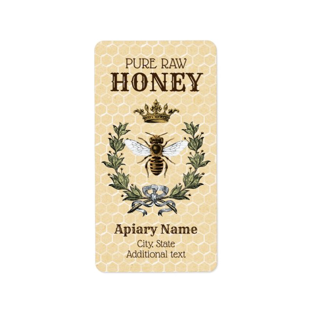 Honeybee  Apiary Crown and Wreath Label (Front)