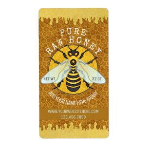 Honeybee Apiary Honey Jar Labels   Honeycomb Bee