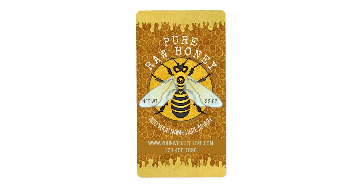 Honeybee Apiary Honey Jar Labels | Honeycomb Bee | Zazzle.co.uk