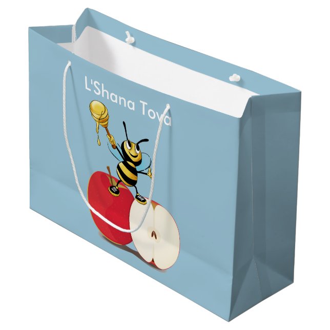 Honeybee Apple Rosh HaShana Large Gift Bag (Front Angled)