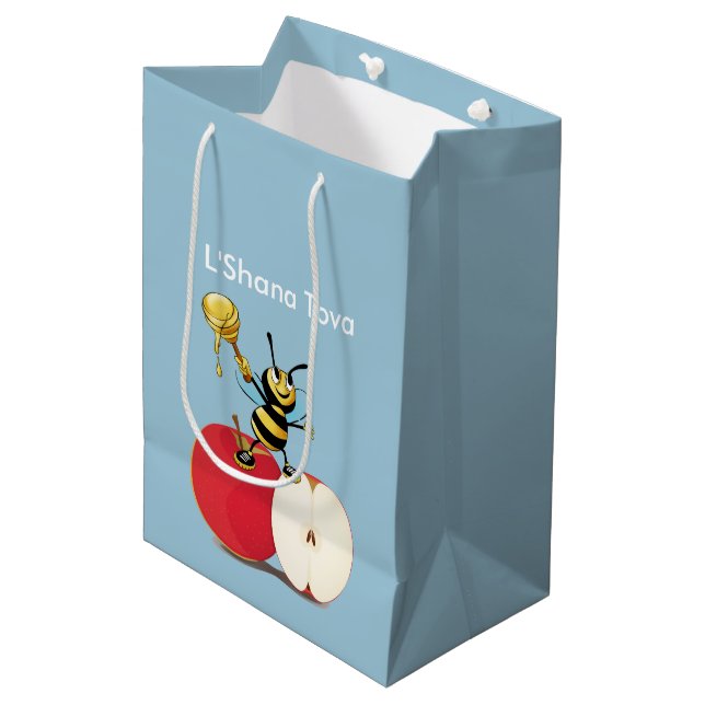 Honeybee Apple Rosh HaShana Medium Gift Bag (Front Angled)
