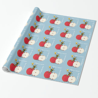 Honeybee Apple Rosh HaShana Wrapping Paper