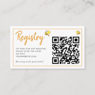 Honeybee Baby Shower Gift Registry QR Code Enclosure Card