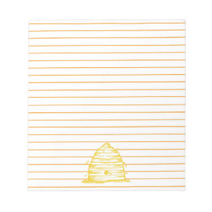 Honeybee Bee Skep Beekeeper Orange Lined Notepad