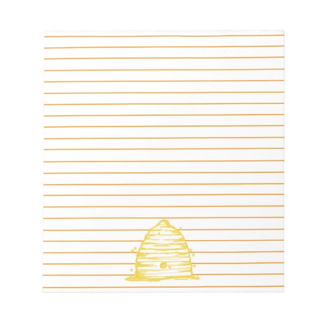 Honeybee Bee Skep Beekeeper Orange Lined Notepad (Front)
