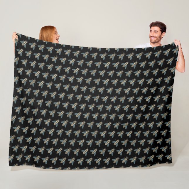 Honeybee (black) - Fleece Blanket (In Situ)