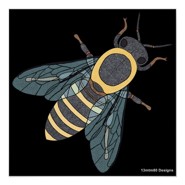Honeybee (black) - Poster Print (Front)