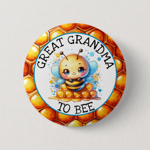 Honeybee Boy's Baby Shower Great Grandma to be 6 Cm Round Badge