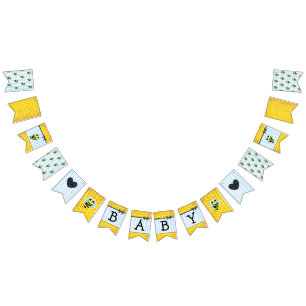Honeybee Bumblebee Honeycomb Blue Boy Baby Shower Bunting