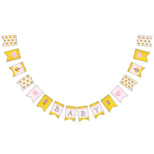 Honeybee Bumblebee Honeycomb Pink Girl Baby Shower Bunting