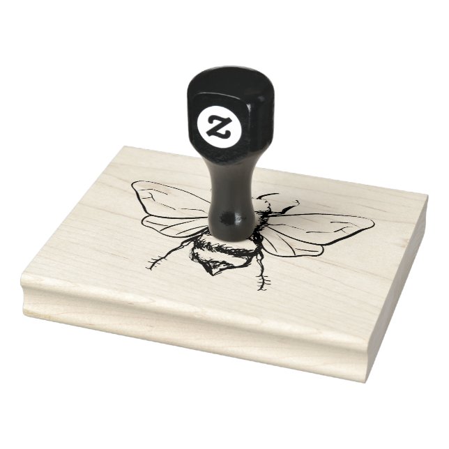 Honeybee Bumblebee Illustration personalised Rubber Stamp (Stamp)