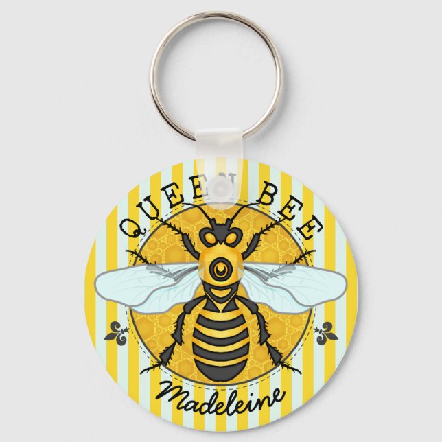 Honeybee Bumblebee Queen Bee Honey | Personalised Key Ring (Front)