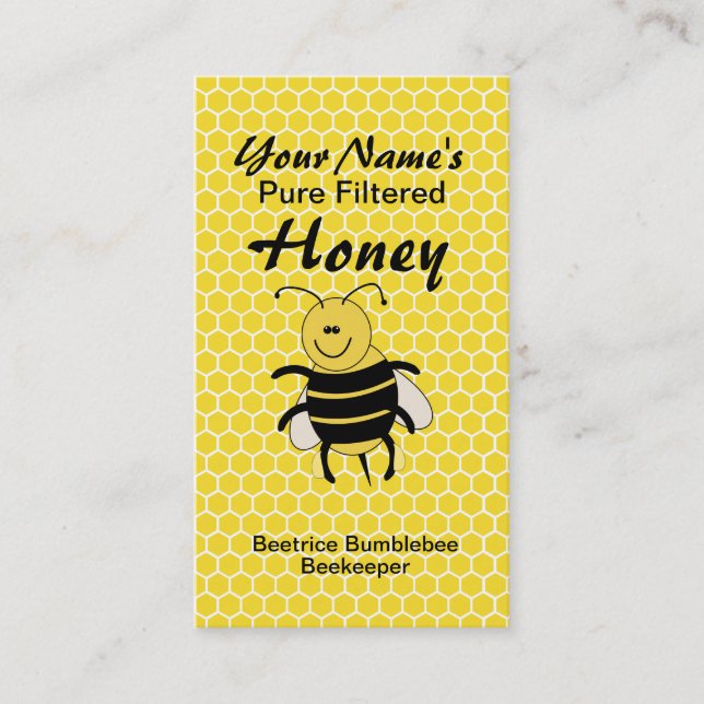 Honeybee Business Cards for Beekeeping or Honey (Front)