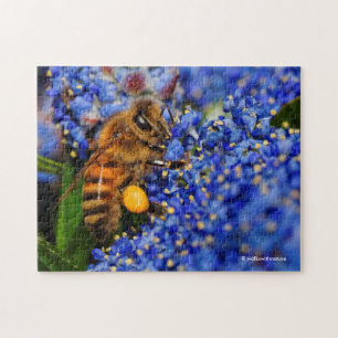 Honeybee: Busy California Lilac Pollinator Jigsaw Puzzle