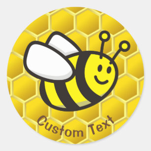 Honeybee Cartoon Classic Round Sticker
