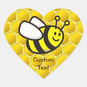 Honeybee Cartoon Heart Sticker