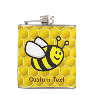 Honeybee cartoon hip flask