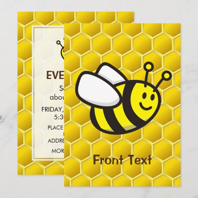 Honeybee Cartoon Invitation (Front/Back)