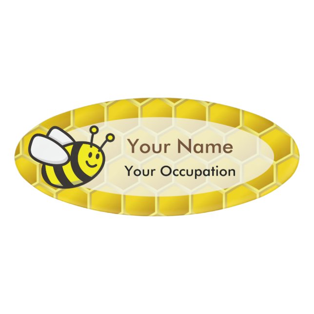 Honeybee Cartoon Name Tag (Front)