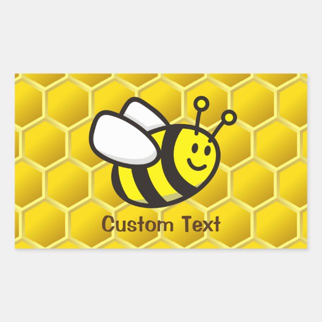 Honeybee Cartoon Rectangular Sticker (Front)