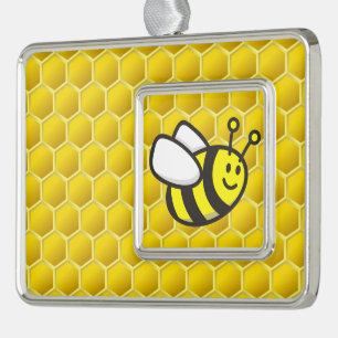 Honeybee Cartoon Silver Plated Framed Ornament