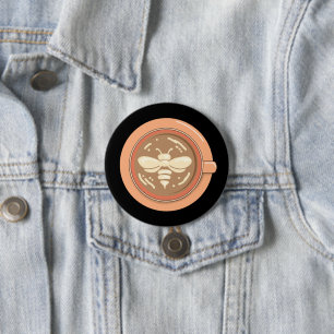 Honeybee Coffee Latte 7.5 Cm Round Badge