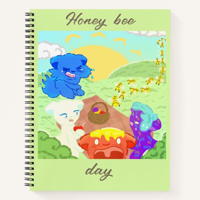 Honeybee Day with the Family Cats Notebook (Front)