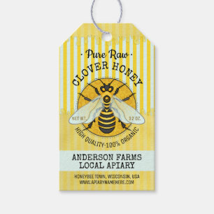 Honeybee Honey Apiary Bee Jar Tags Striped