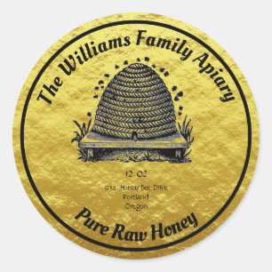 Honeybee Honey Faux Gold Jar Apiary Label   Honey