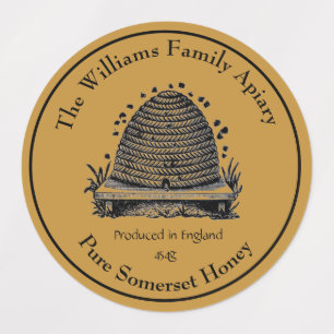 Honeybee Honey Jar Apiary Label    English Honey