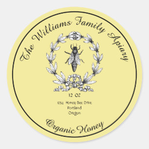 Honeybee Honey Jar Apiary Label   Organic Honey