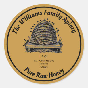 Honeybee Honey Jar Apiary Label   Pure Raw Honey