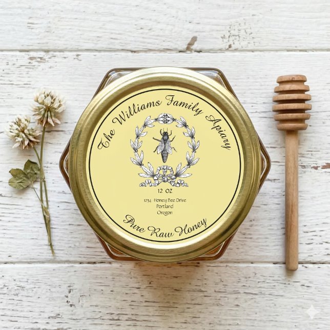Honeybee Honey Jar Apiary Label | Pure Raw Honey (Creator Uploaded)