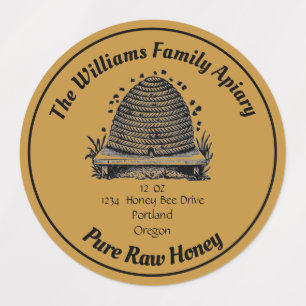 Honeybee Honey Jar Apiary Label   Pure Raw Honey
