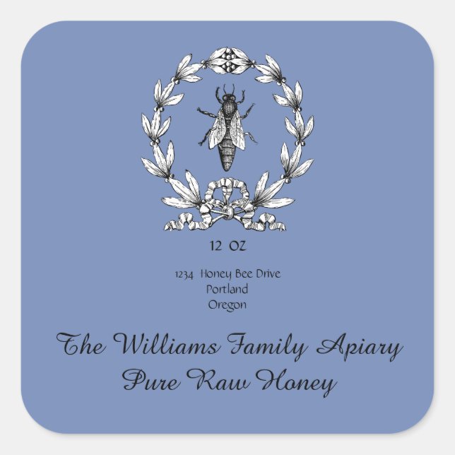 Honeybee Honey Jar Apiary Label | Pure Raw Honey (Front)