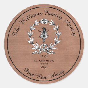 Honeybee Honey Jar Apiary Label   Pure Raw Honey