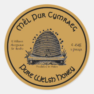 Honeybee Honey Jar Apiary Label   Pure Welsh Honey