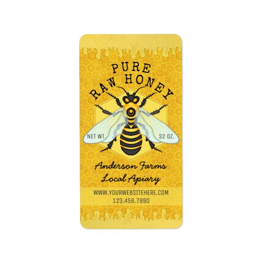 honeybee-honey-jar-apiary-labels-honeycomb-bee-zazzle-co-uk